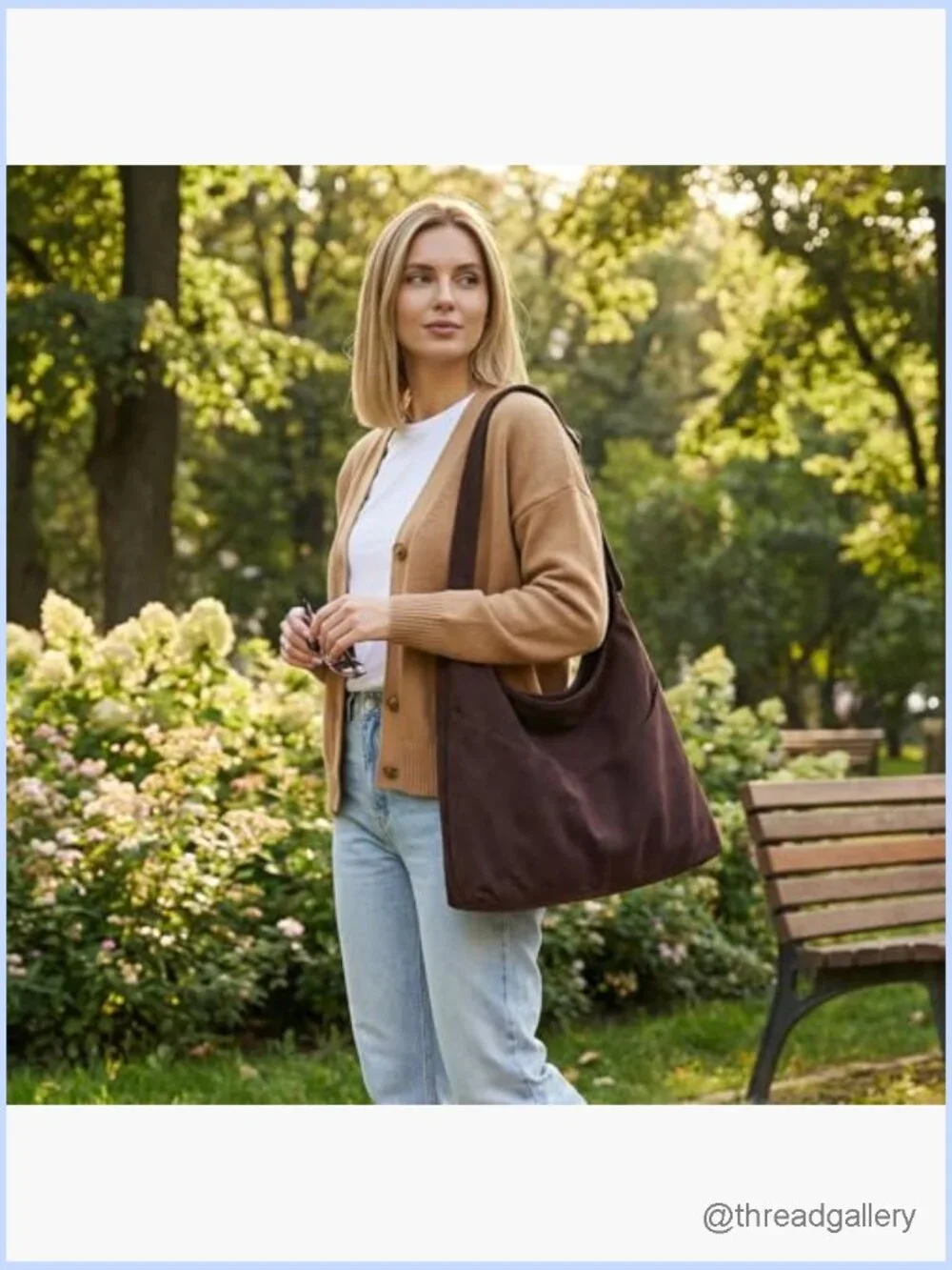 Large Slouchy Hobo Shoulder Crossbody Tote Vegan Leather Work Travel Bag